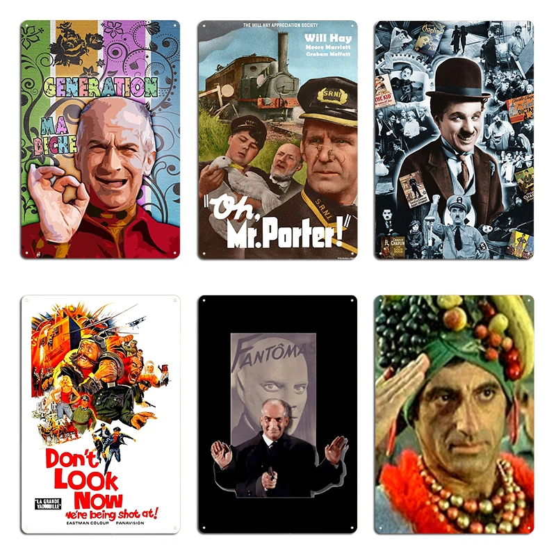 Louis De Funes Grimace Metal Plaque Poster Club Character Cinema Create Club Tin Sign Poster