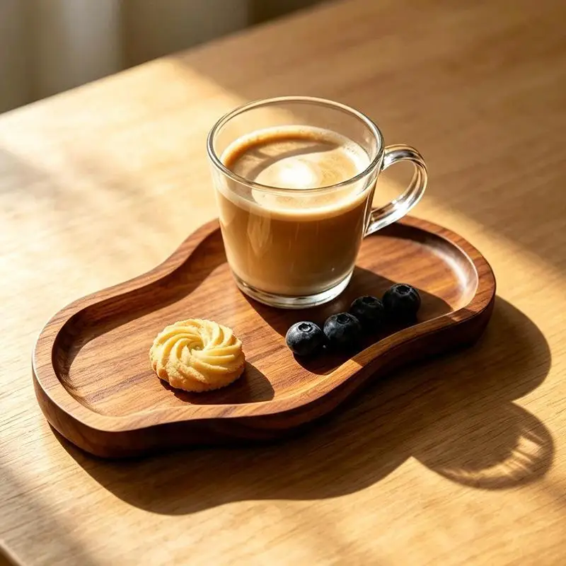 Acacia Wood Solid Bathroom Sink Tray Scented Candle Tray For Dressing Table Bathroom Small Home Decor