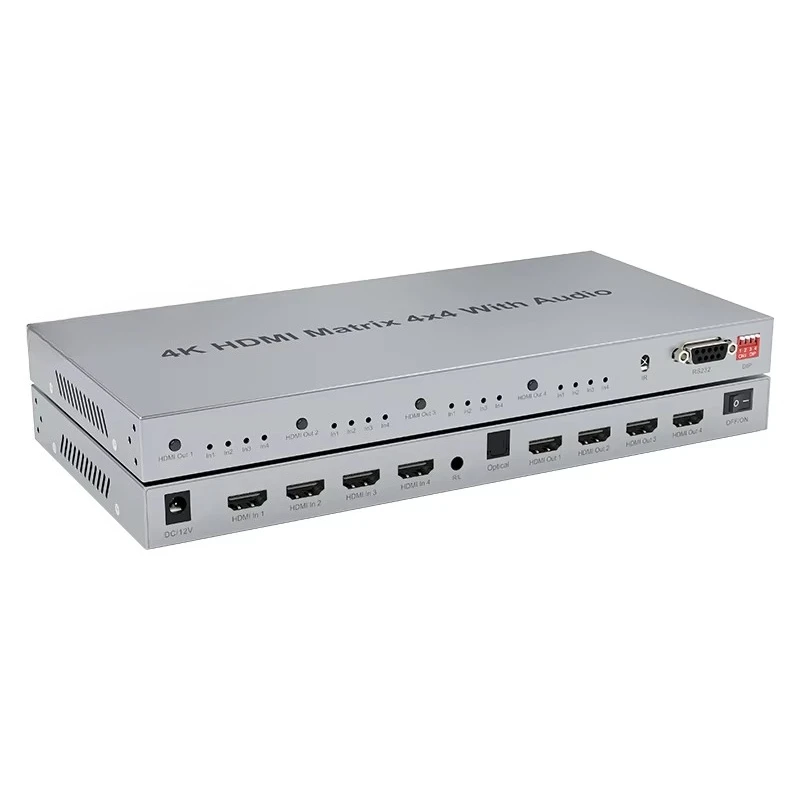 4K 4x4 HD Matrix Remote Control   o Switch Splitter New 1080p Resolution RS232 EDID Extractor Video Splitters Converters