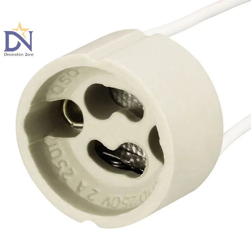 5pcs/Lot GU10 Lamp Base Ceramic Light Holder Socket Connector Adapter Wire For LED Bulb Stand Chandelier Halogen Leds Accessory