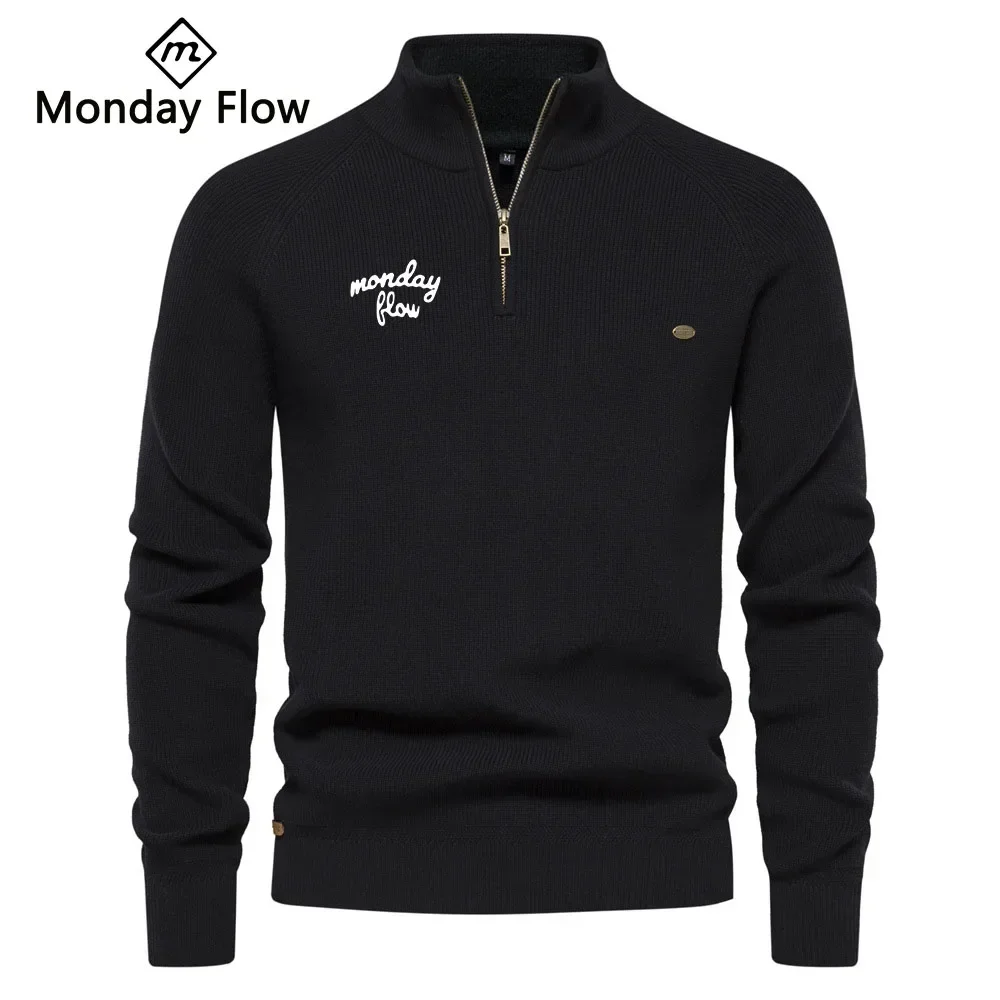 Monday Flow Autumn Golf Men\'s Outdoor Sports Versatile Cashmere Golf Sweater Comfortable Warm Golf Pullover Knitted Jackets