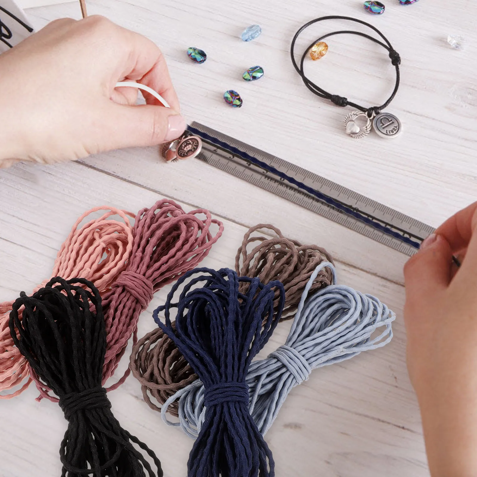 6Pcs Colorful Stretchy Elastic Cord for Hair Ties DIY Jewelry Making Bracelet String Beading Stretchy String Beading Thread