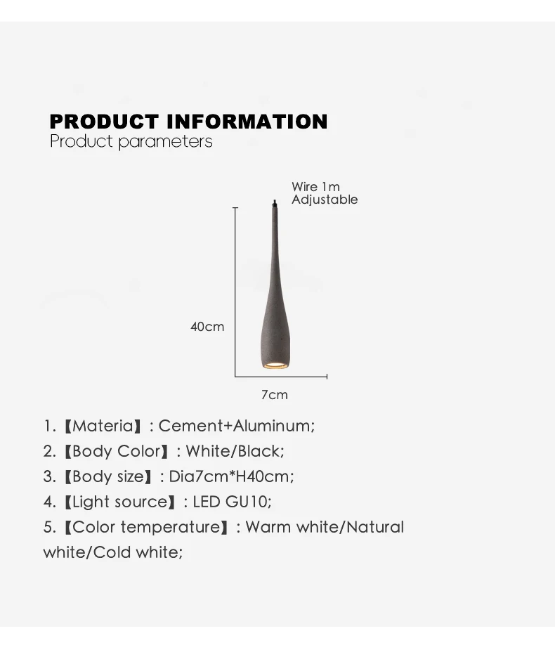 الاسمنت GU10 قلادة LED أضواء الديكور المطبخ بار غرفة نوم غرفة المعيشة LED تركيبات إضاءة معلقة صغيرة تعليق الإنارة