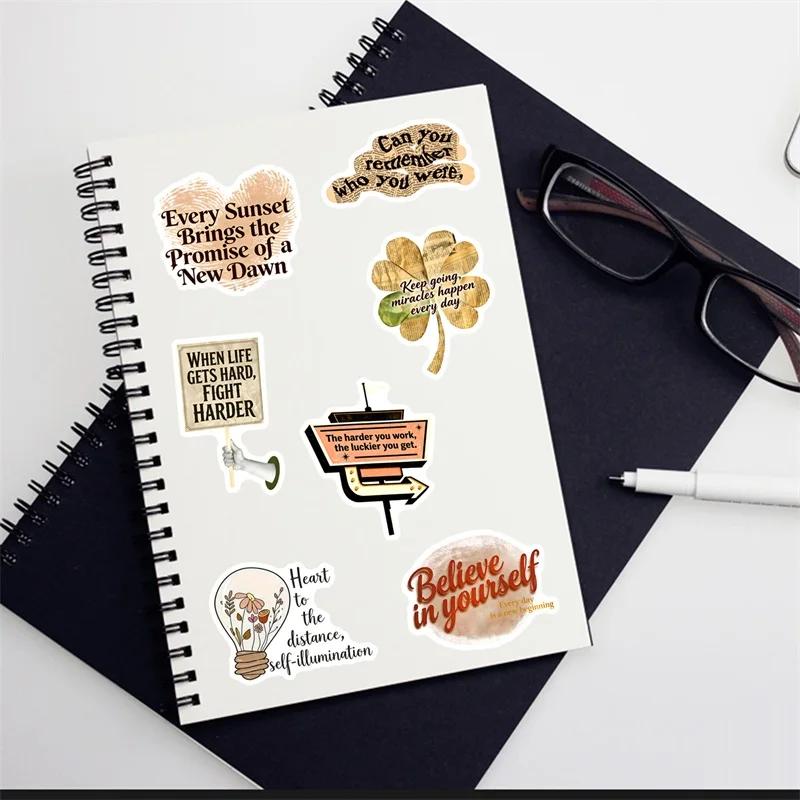 10/30/50PCS Retro Literature Art Sticky PVC Sticker Aesthetic DIY Phone Laptop Luggage Skateboard Decoration Scrapbooking