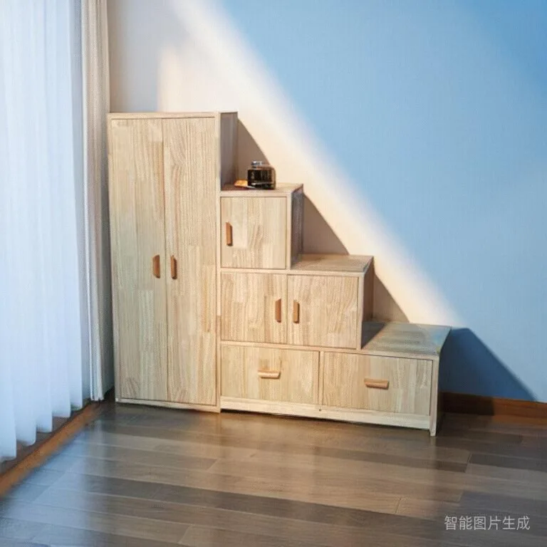 Solid wood step ladder cabinet sold separately, child and mother bed, staircase children's bed step cabinet, upper and lower bun