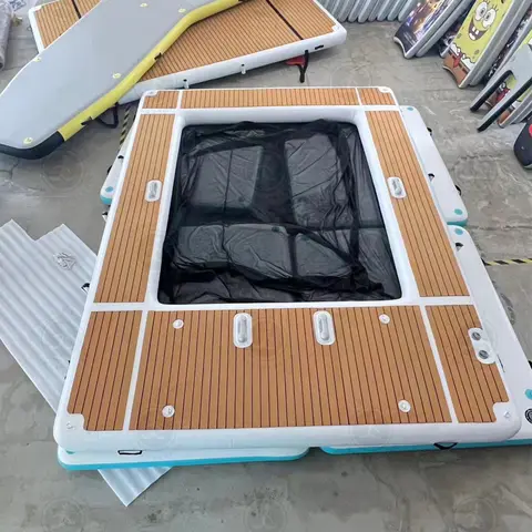 그물, 요트 슬라이드 도크 플랫폼 13x10ft를 갖춘 휴대용 풍선 부동 바다 바다 수영장