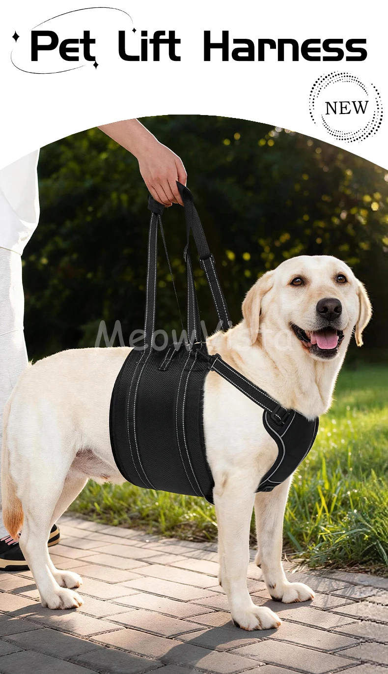 Dog Lift Harness Adjustable Reflective Rehabilitation Support Sling Mobility Aid for Old Injured Medium Large Dog Walking Assist