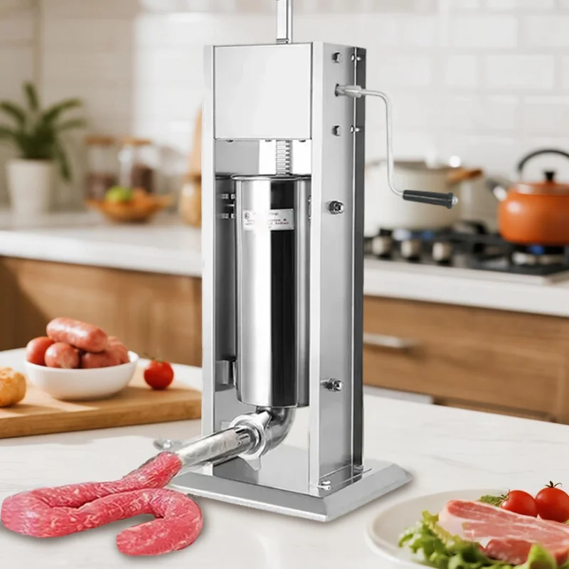 

Vertical Manual Sausage Stuffer 3L 5L Capacity Stainless Steel Meat Filler Equipment Commercial Sausage Maker Food Grade Tool