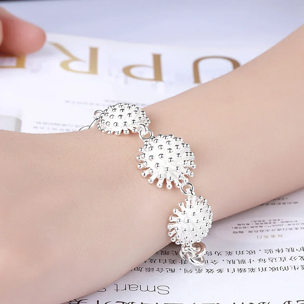 Wholesale fashion Silver Plated for women flower big bracelet Ring Earring Necklace jewelry set wedding party lovely gift S250