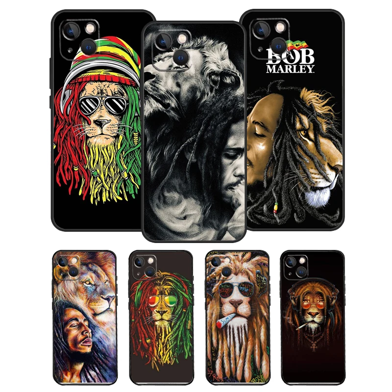 Rasta Lion Reggae Bob Marleys For iPhone 14 12 13 Pro X XS XR 7 8 Plus 11 Pro Max SE2 Funda Coque Capa Full Cover