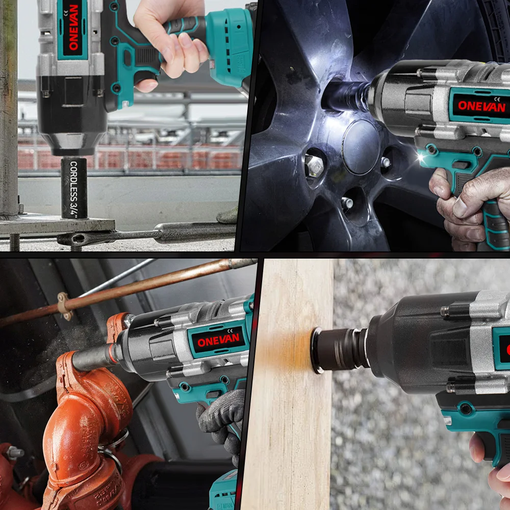 ONEVAN 3100N.M Brushless ประแจผลกระทบไฟฟ้า 3/4 นิ้วไร้สายประแจแรงบิดแบตเตอรี่ลิเธียมไอออนเครื่องมือสําหรับ 21V 18v แบตเตอรี่