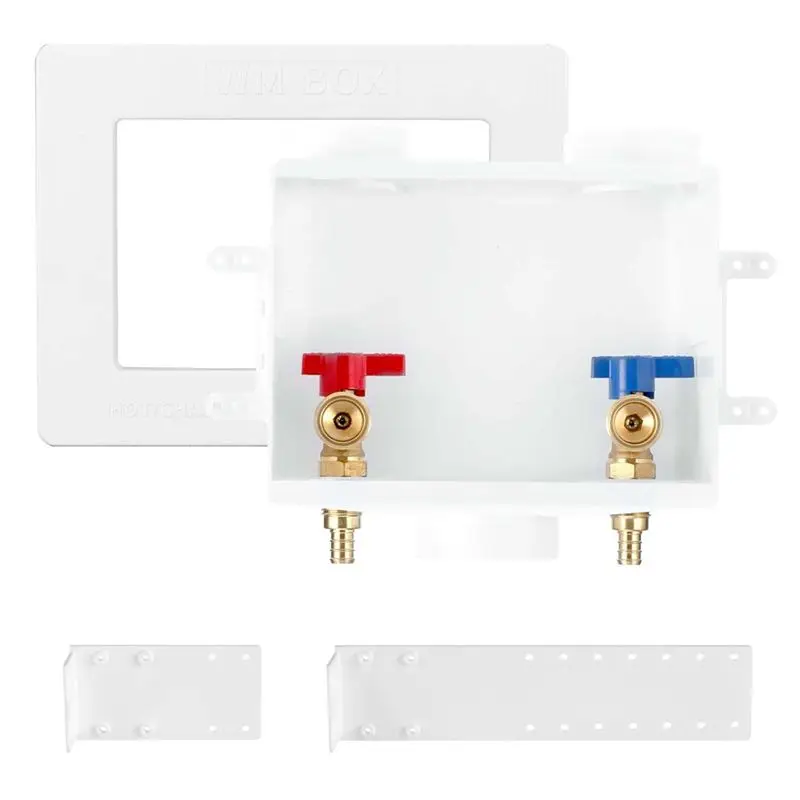 

BAAU Washing Machine Outlet Box With Center Drain,1/2Inch Pex Crimp X 3/4Inch MHT Connection,Laundry Washer Valve Outlet Box
