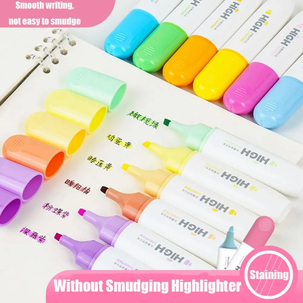 6pcs/set Student Gift Mini Highlighter Graffiti Stationery Color Marker Pen Fluorescent Pen Hand Account Pen Boys Girls