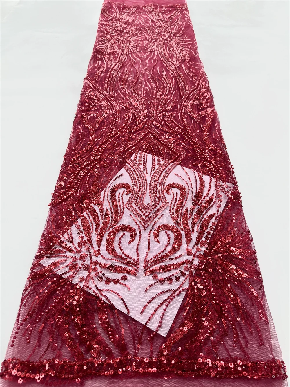 2025 최신 나이지리아 스팽글 레이스 원단, 고급 수공 비즈 레이스 원단, 고급 프랑스 자수 비즈 레이스 원단 (웨딩용)