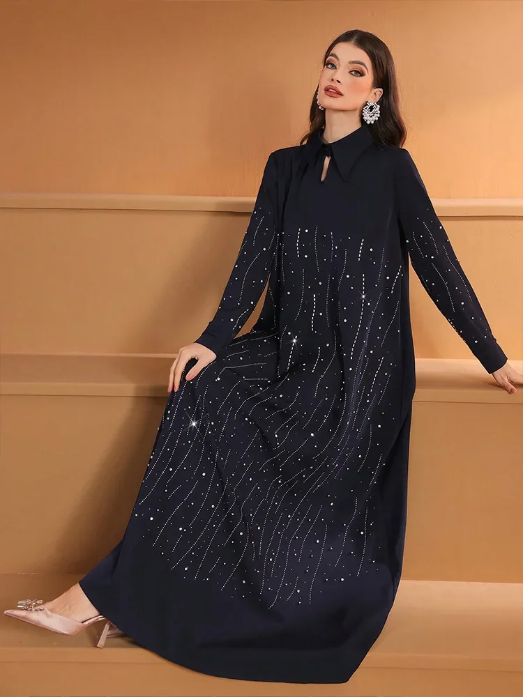 

Ramadan Muslim Women Maxi Dress Beads Abaya Dubai Kaftan Eid Mubarak Djellaba Islam Clothing Turkey Kebaya Caftan Marocain Robe