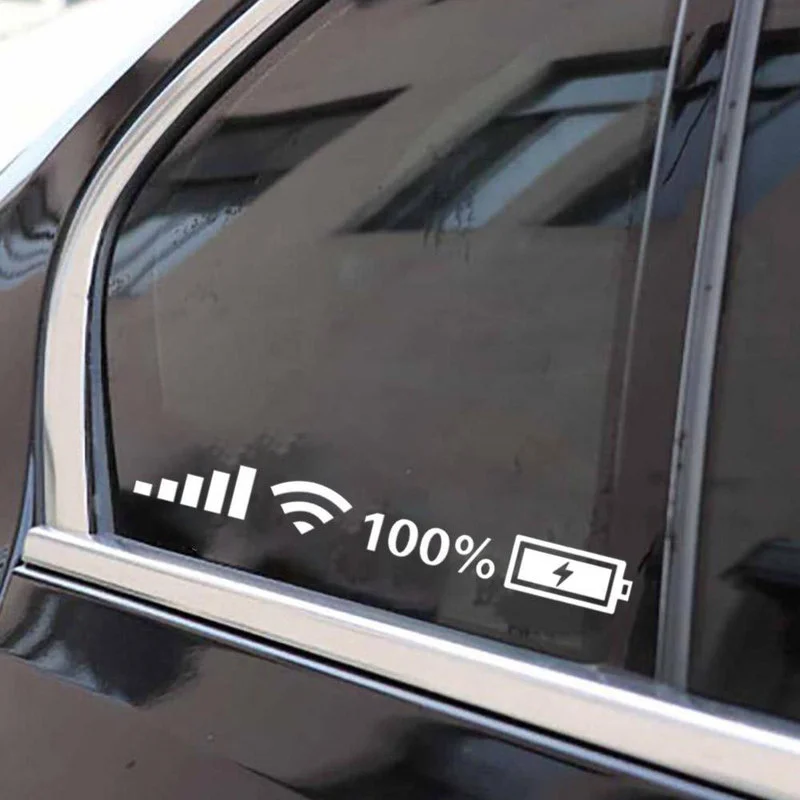 

Wifi Battery Level Mark Graphic Car Sticker Silver White Reflective Type Car Rear Windshield Body Funny Decal Decor Accessories