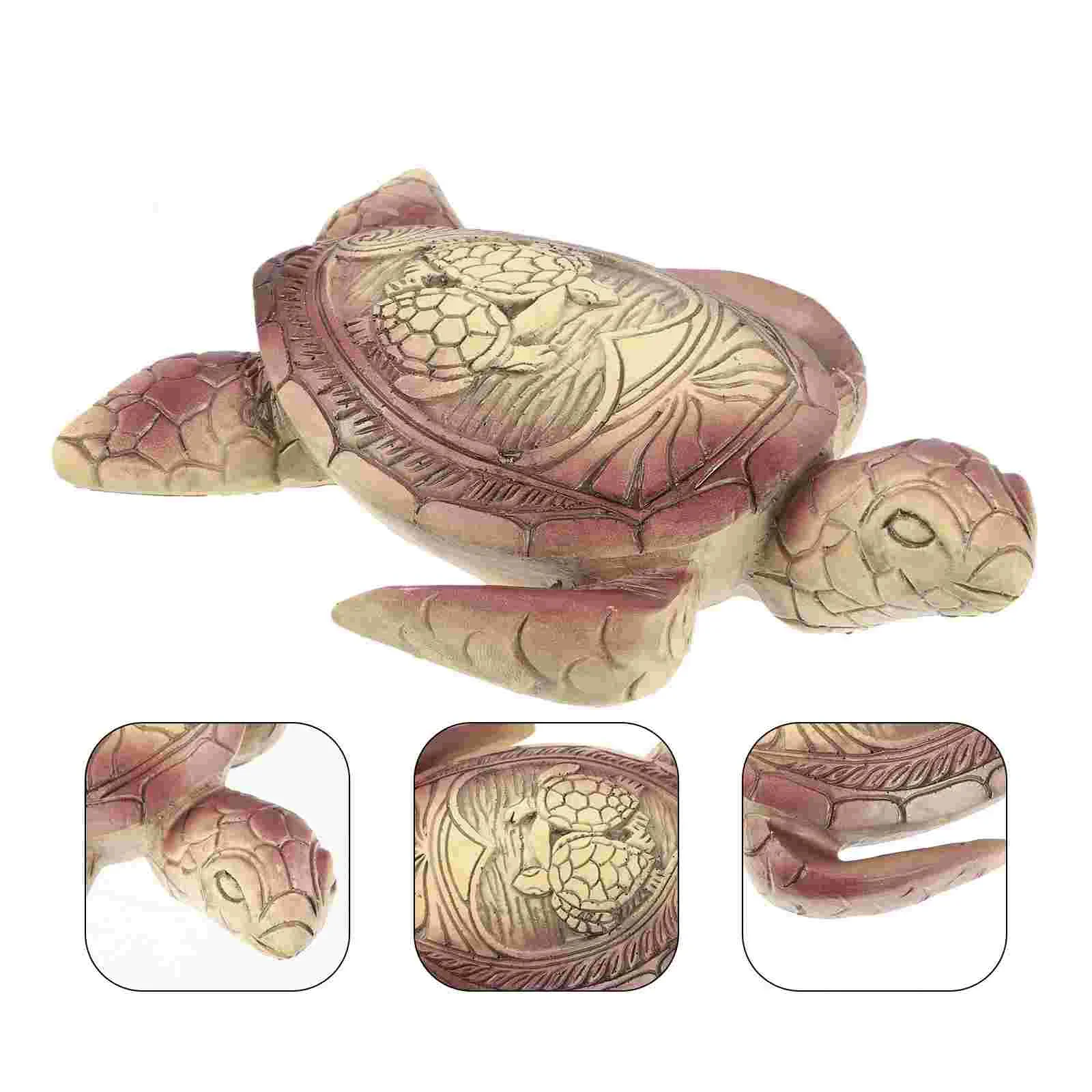 Turtle Resin Crafts Animal Figurines Ocean Animals Decorative Tortoise Statue Lifelike Model