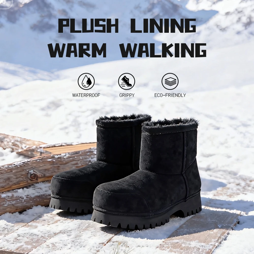 

2025 U-DOUBLE Brand Women Ankle Boots Winter Warm Female Snow Boots Platforms Casual Short Shoes Woman Boots