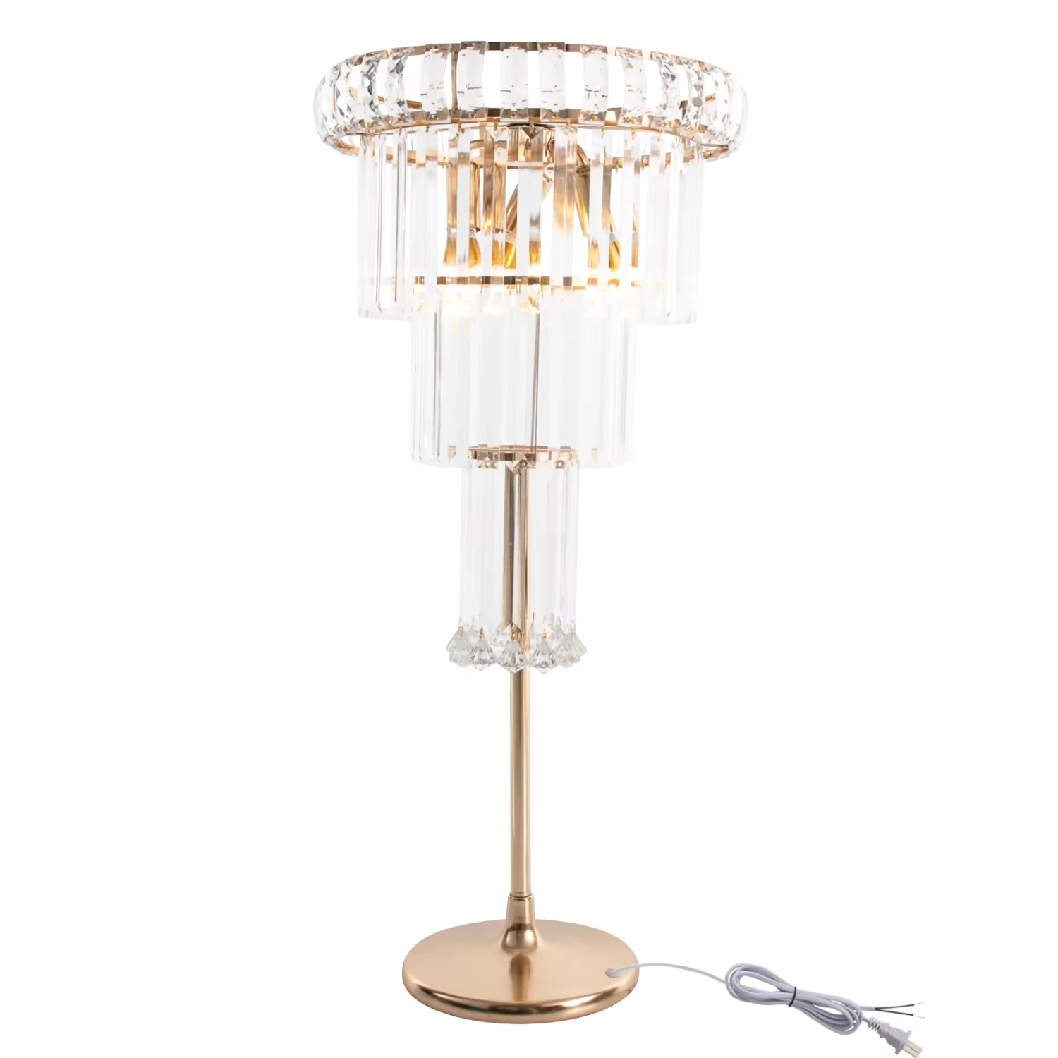 Modern Gold Wedding Flower Stand - 4-Tier Acrylic with Crystal Lighting Effects