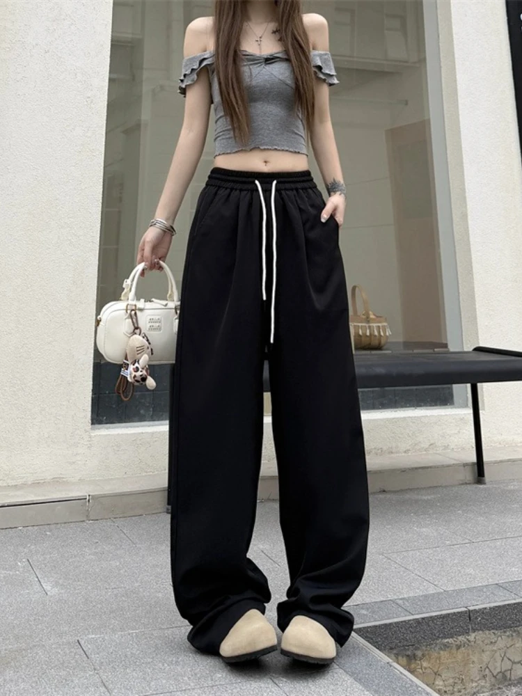 2026 Autumn High Waist Curved Cut Women Wide‑Leg Pants Petite Quick‑Dry Casual Sports Trousers Loose Yamamoto‑Style Relaxed Fit