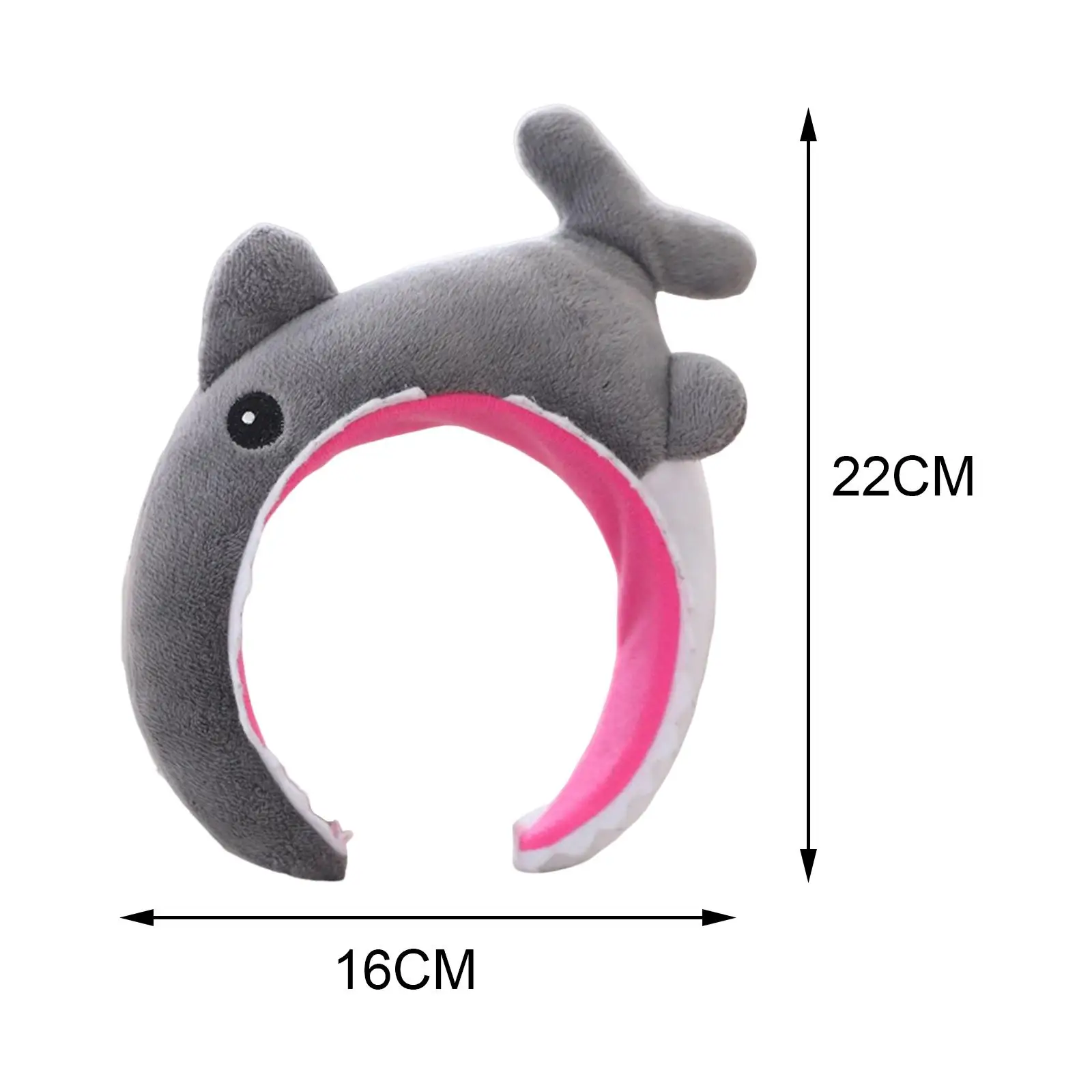 Short Plush Gray Shark Headband Cute Hairband Hair Hoop Hair Accessories for Halloween