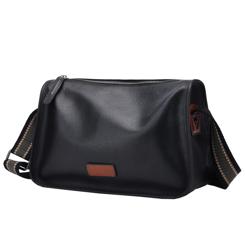 Sac à dos à bandoulière en cuir de vachette pour hommes, sac à dos décontracté, style coréen, face latérale, grande capacité, portable, simple, mode, initié, noir