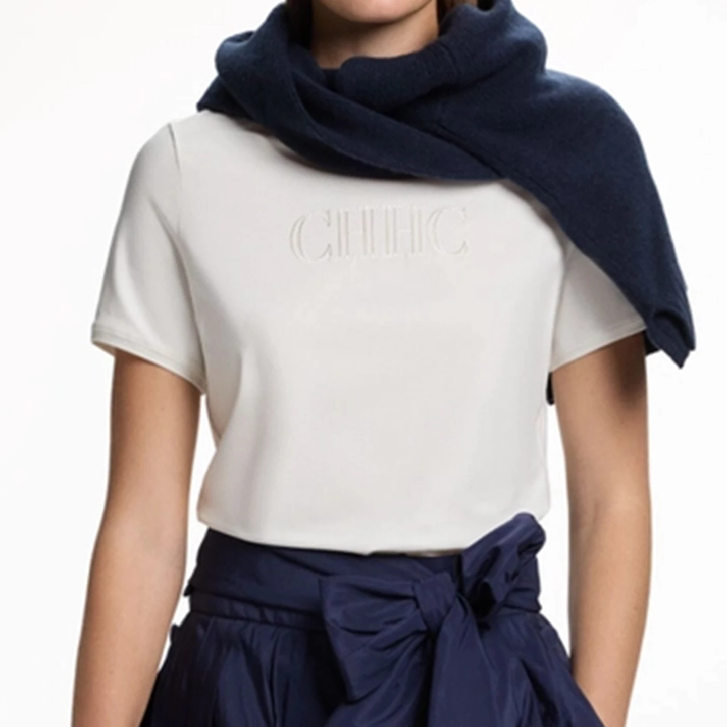 CH Günstige Kleidung - Damen Kurzarm-Rundhals-Baumwoll-T-Shirt mit Schriftzügen - Lässiger koreanischer Street-Style - Ästhetisches Oberteil – Detail 7
