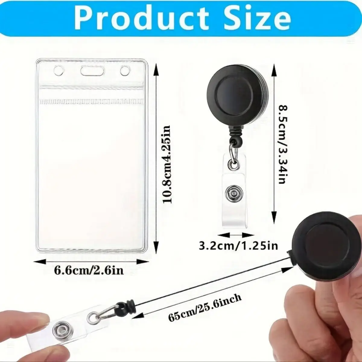 2 pcsTransparent ID badge card holder, extendable badge roll clip, credit card protector, suitable for nurses, doctors, teachers