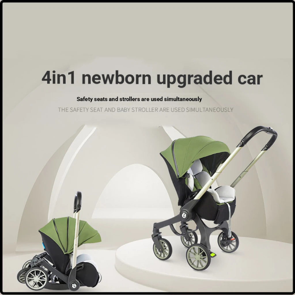 Multifunctional 4-in-1 Baby Stroller Convertible Newborn Carriage Safety Seat Combo Foldable Baby Stroller