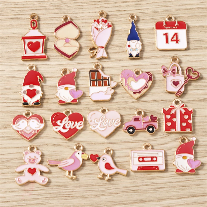 10 Stück süße Mischung Emaille Liebe Herz Buchstaben Charms Anhänger für DIY Halsketten Ohrringe Valentinstag Schmuckherstellung Zubehör – Detail 2