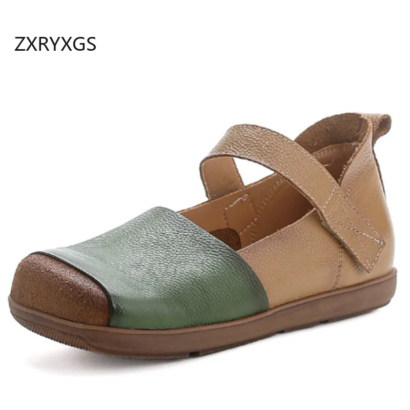 

ZXRYXGS 2025 классическая обувь из натуральной кожи в стиле ретро с квадратным носком, женская удобная универсальная повседневная обувь на плоской подошве