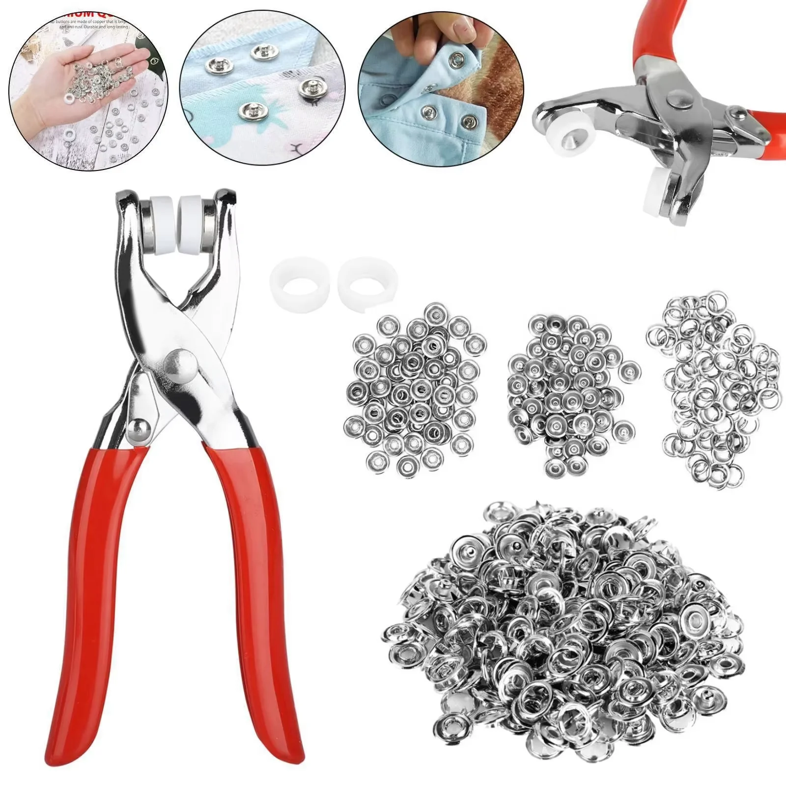 50 Sets 9 mm Metall-Druckknöpfe Set Druckknopf-Befestigungen DIY Bastelbedarf für Kleidung Taschen Nähzubehör