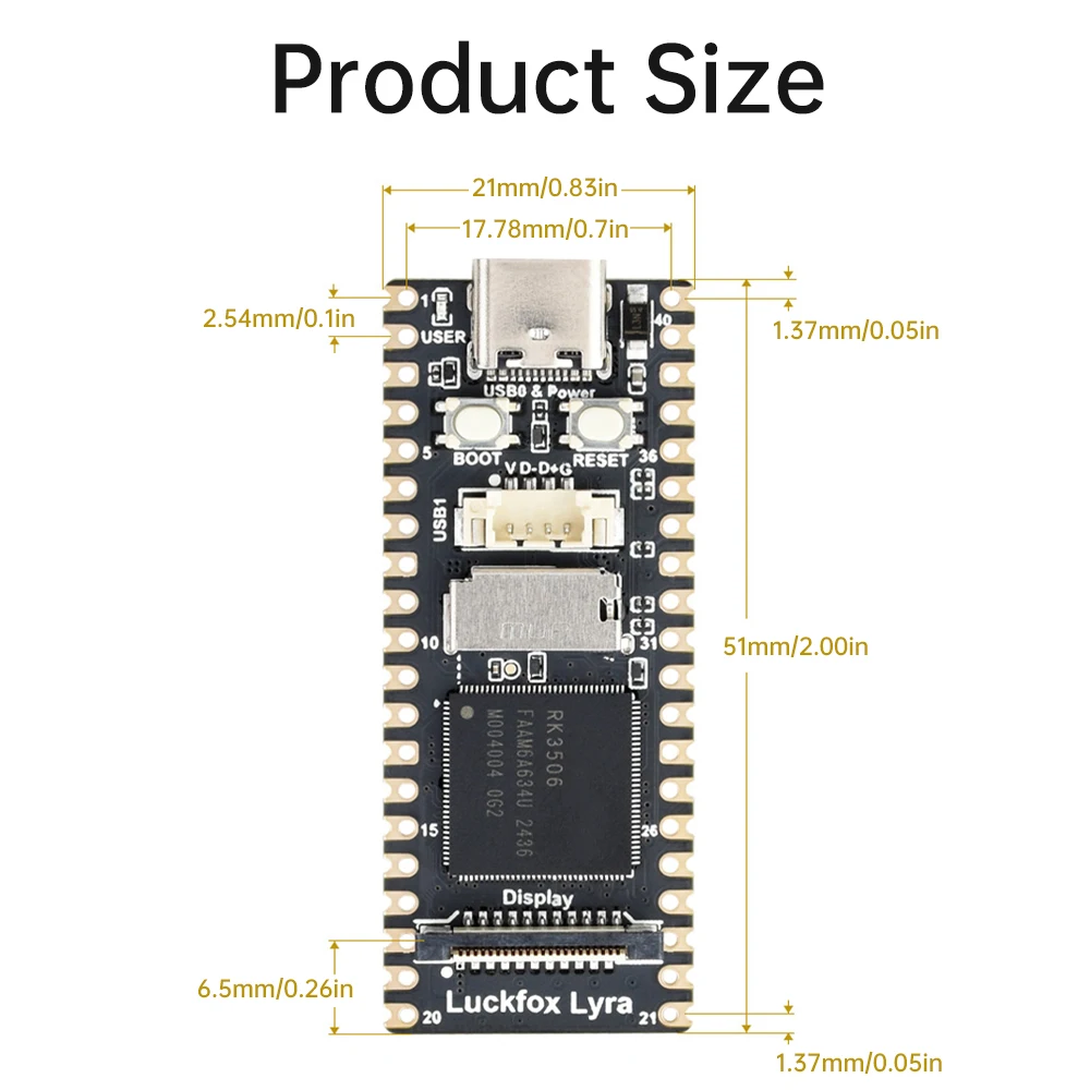 Luckfox Lyra Plus Flash-Boot RJ45 ETH الإصدار RK3506G2 Rockchip Linux Board RK3506 لعرض MIPI/DSI Cortex-A7 Type-C