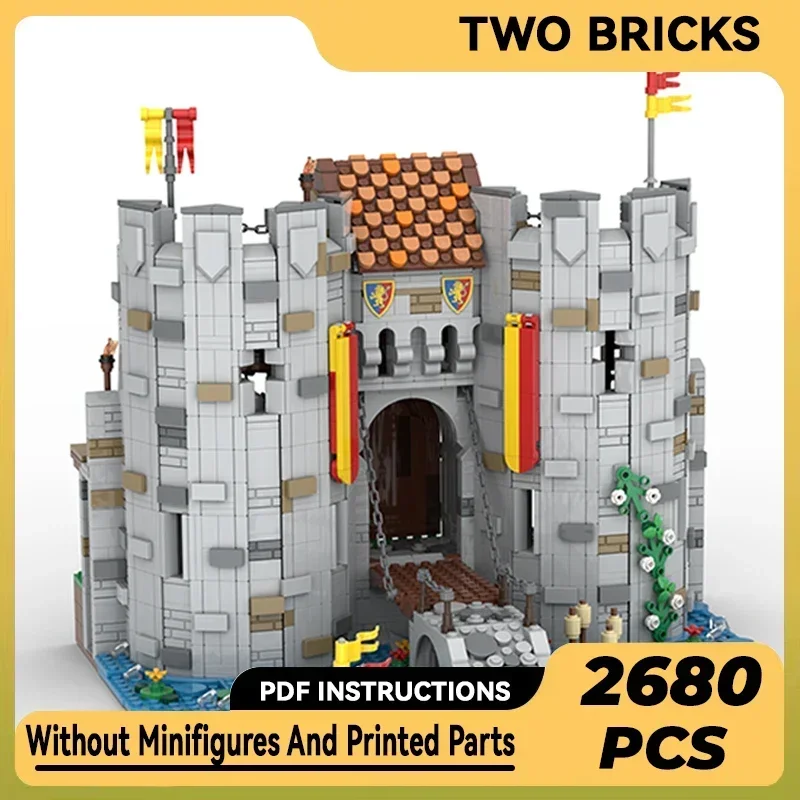 Bloques de construcción de modelo Medieval, Moc, la puerta del castillo de brickΩ, tecnología, regalos, juguetes de Navidad, conjuntos de bricolaje, montaje