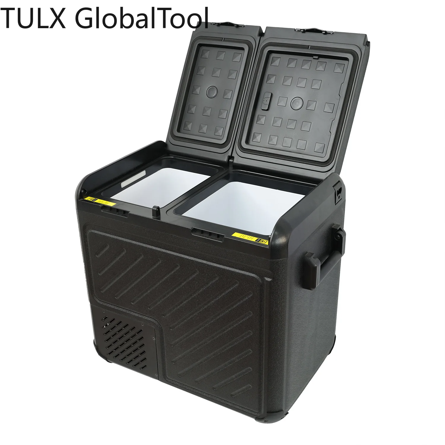 

TULX 55L Compact Portable Dual-Zone Aluminum Car Fridge Freezer with Compressor 12V/24V/AC 100-240V Cooling -22C to 20C
