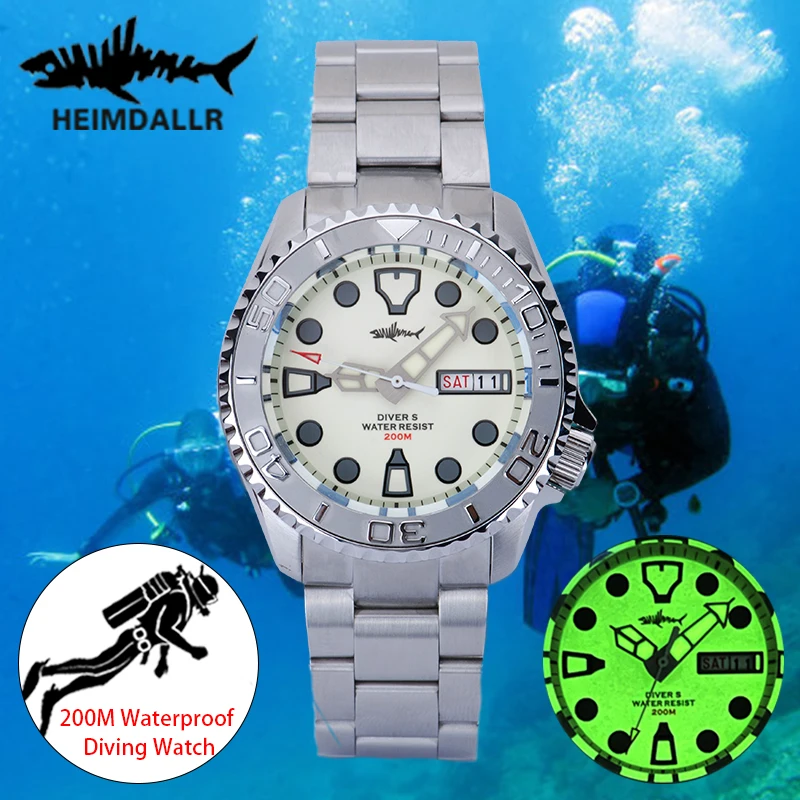 

Heimdallr Mens Watch Sharkey SKX007 NH36 Automatic Watch Sapphire Crystal Full Surface C3 Luminous 20ATM Waterproof Diving Watch