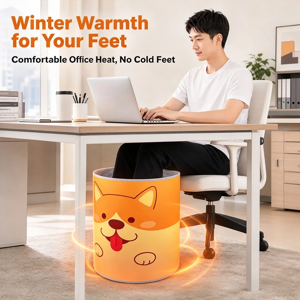 Electric Foot Warmer 9-Level Temperature Control & 2-4h Smart Timer 45° Tilt Under-Desk Wrap-around Heater AC 220V EU Plug