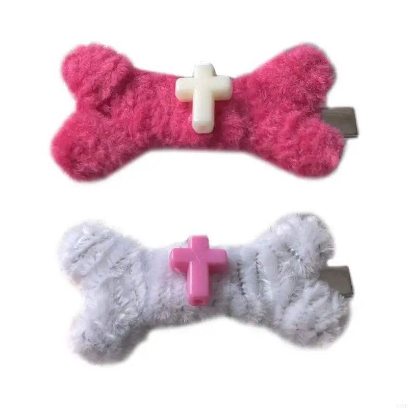 

N7YF Girls Hair Clip Plush Bone Hairpin Plush Hair Clip for Daily Wear