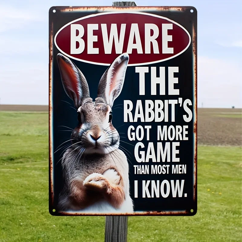 Humorous Rabbit Wall Art Poster - Funny Easter Decor for Bathroom, Garage, Bar, Cafe - Rural-Themed Sign with Witty Quote