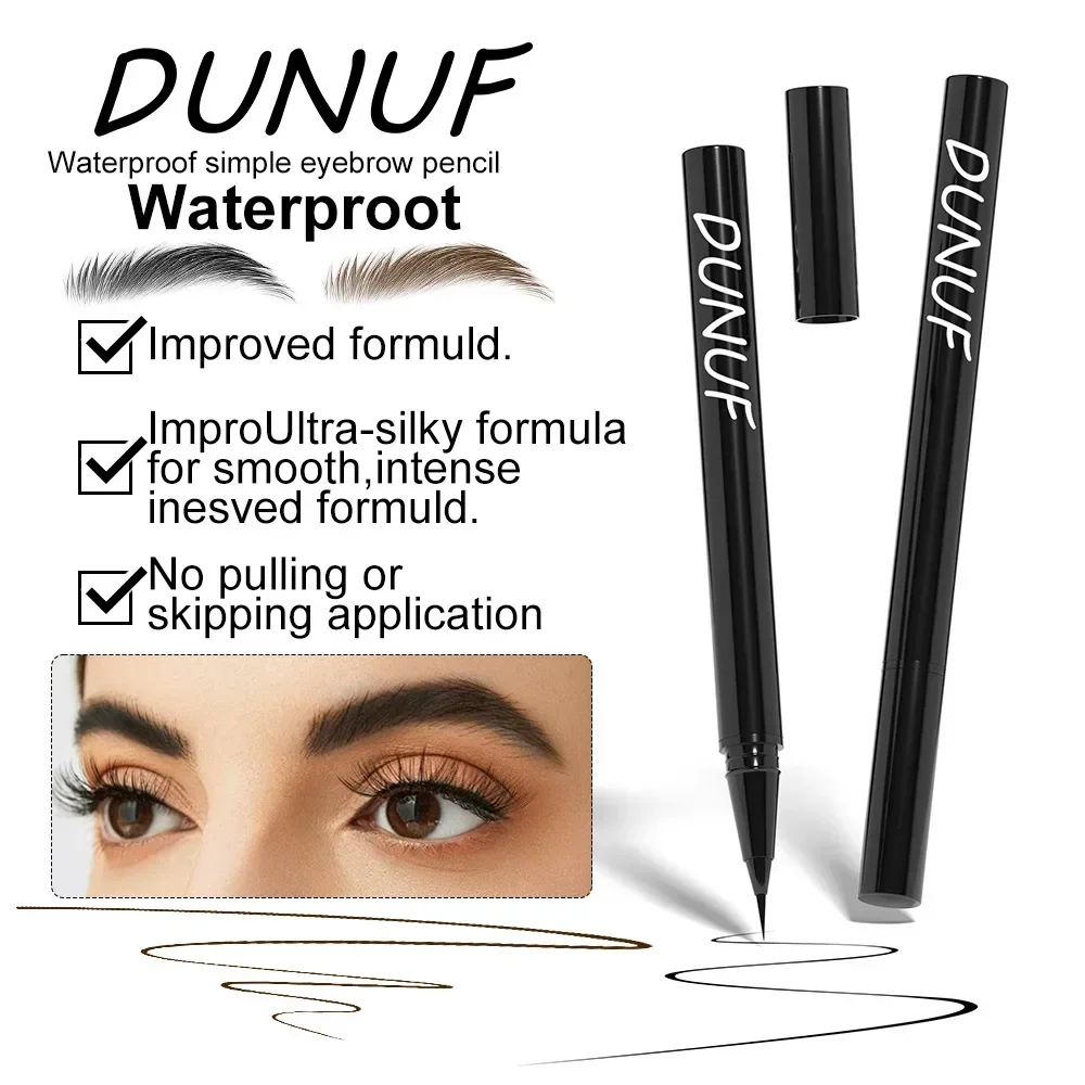 DUNUF Black Brown Ultra-fine Liquid Eyebrow Pencil Waterproof and Sweat Proof Natural Eyebrow Makeup Tool Eyebrow Pen Makeup