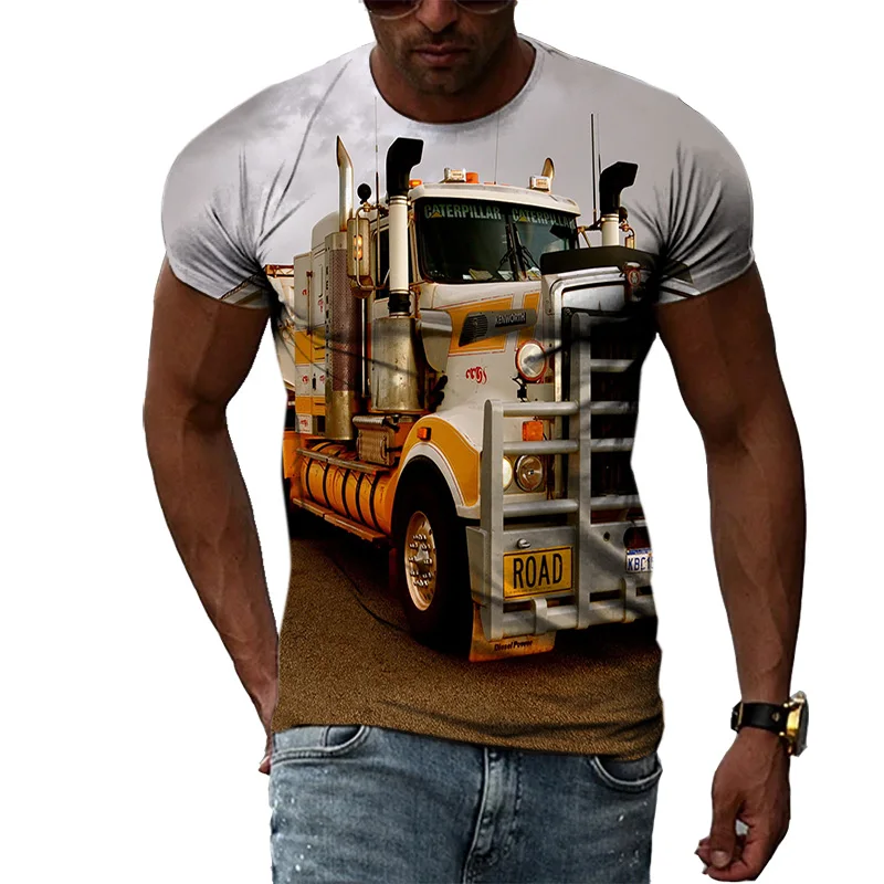 Men\'s T-Shirt Truck Printing  3D Casual Street Hip-Hop Short-Sleeved tshirt Summer Fashion Man Clothing Cool Oversized Tops Tee