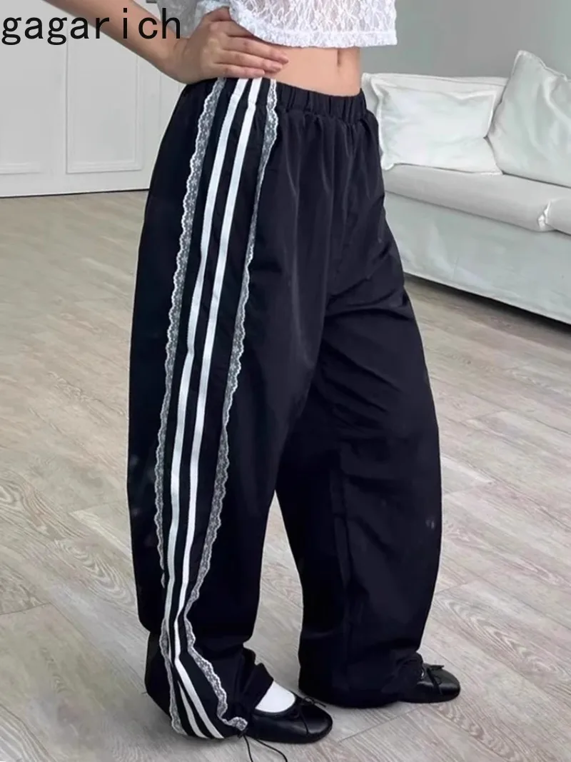 

Gagarich Aging Reduction Side Lace Splicing Ribbon Casual 2025 Spring Female New Simple Temperament Versatile Drawstring Pants