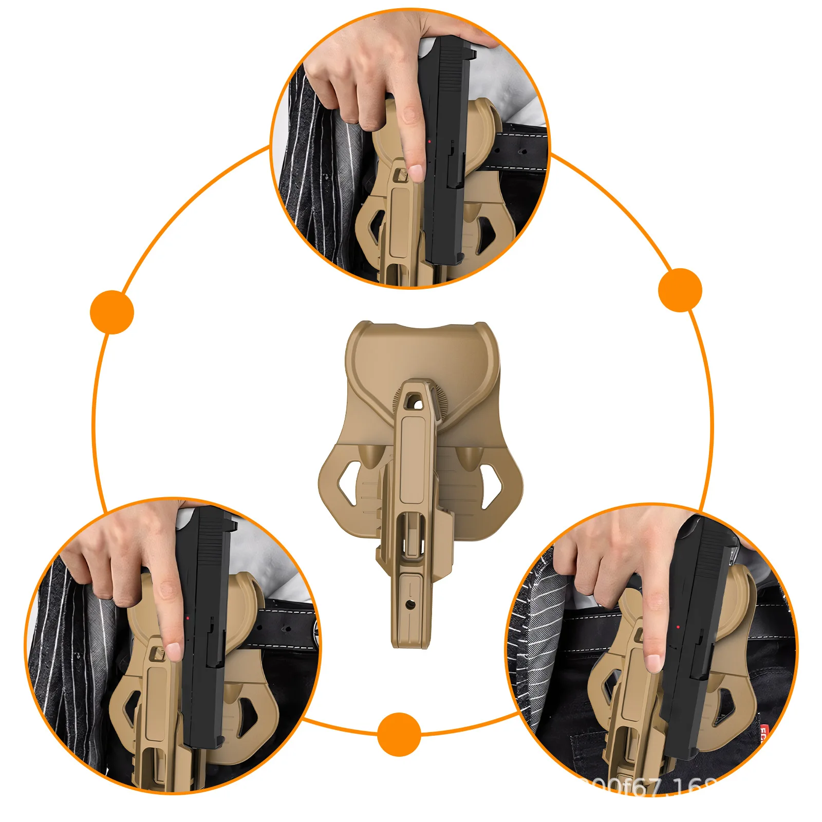 حافظة السكك الحديدية التكتيكية سهلة التركيب، حزام الحافظة المثبت على السكك الحديدية، مع حزام خصر خارجي قابل للتعديل، خفيف الوزن