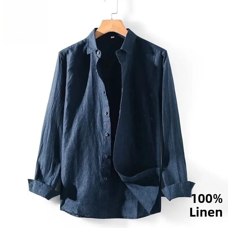 Nuevo Algodón de lino para hombre, fino, suelto, informal, largo, Sve, primavera Otoño, Faion, Material de calidad superior, ajuste cómodo