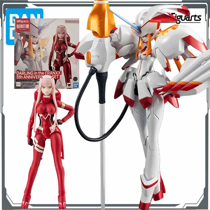Bandai Original S.H.Figuarts Strelizia & ZERO TWO Decoración de modelo coleccionable del 5. ° aniversario