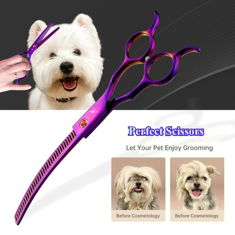 

Dog Face Body Cutiing JP440C 6.5'' Professional Pet Grooming Shears Fishbone Teeth Curved Chunker Scissors JP440C Groomer Tools