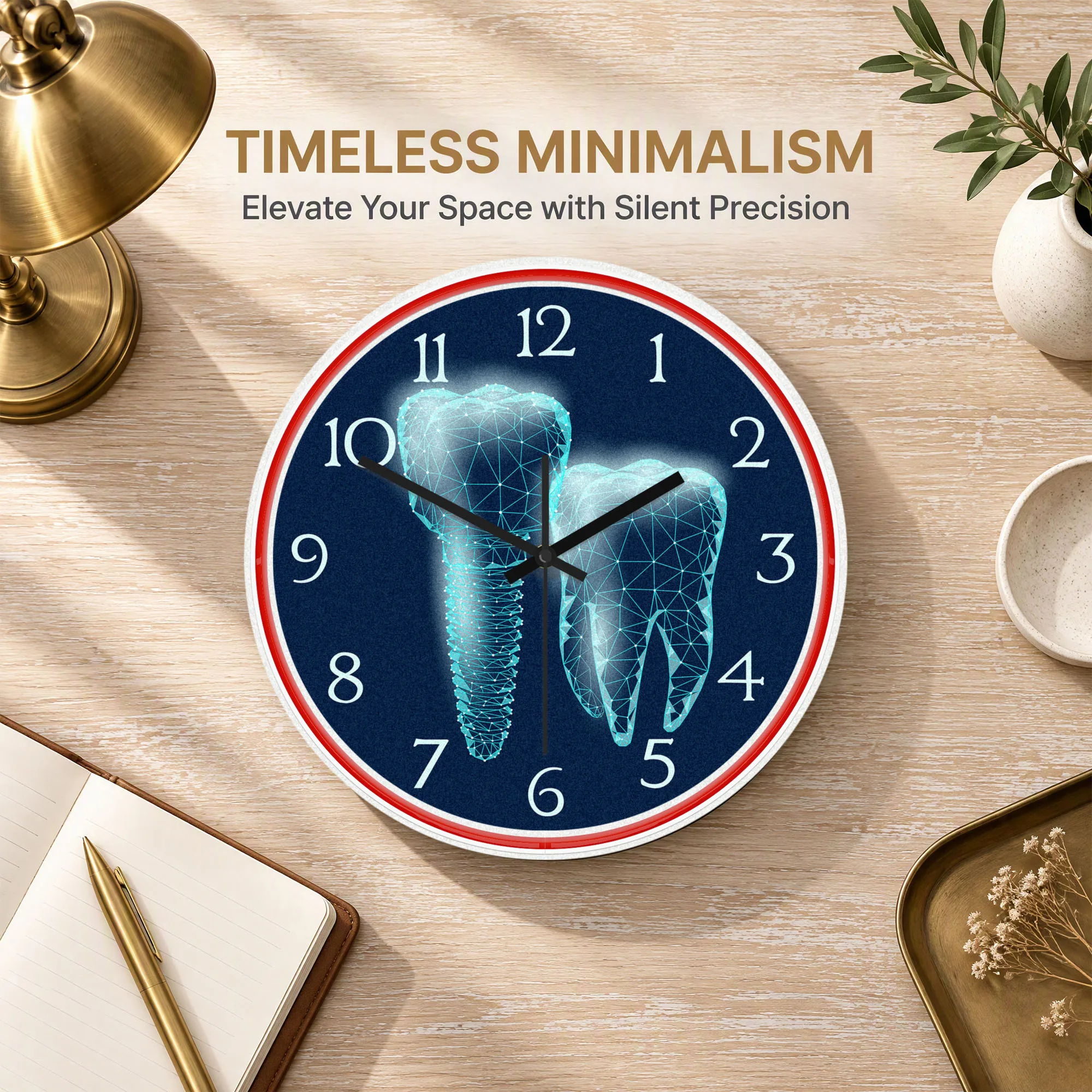 Dental Wireframe Tooth Neon Wall Clock Implant Dentistry Medical Art Illuminated Sign LED Light Up Wall Clock for Dentist Office