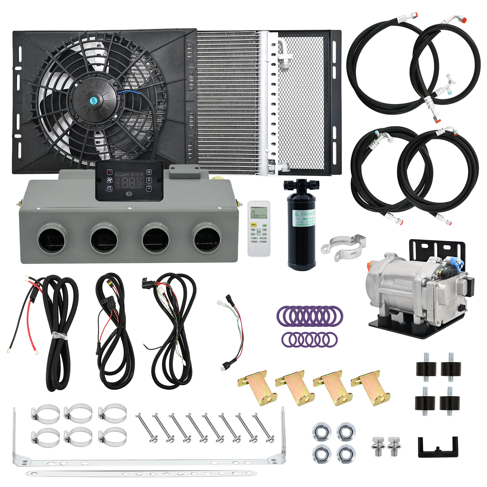 406-4holes Heat Cool Universal Electric Car Air Compressor with 12V/24V A/C System -Perfect Climate Control for Air Conditioning