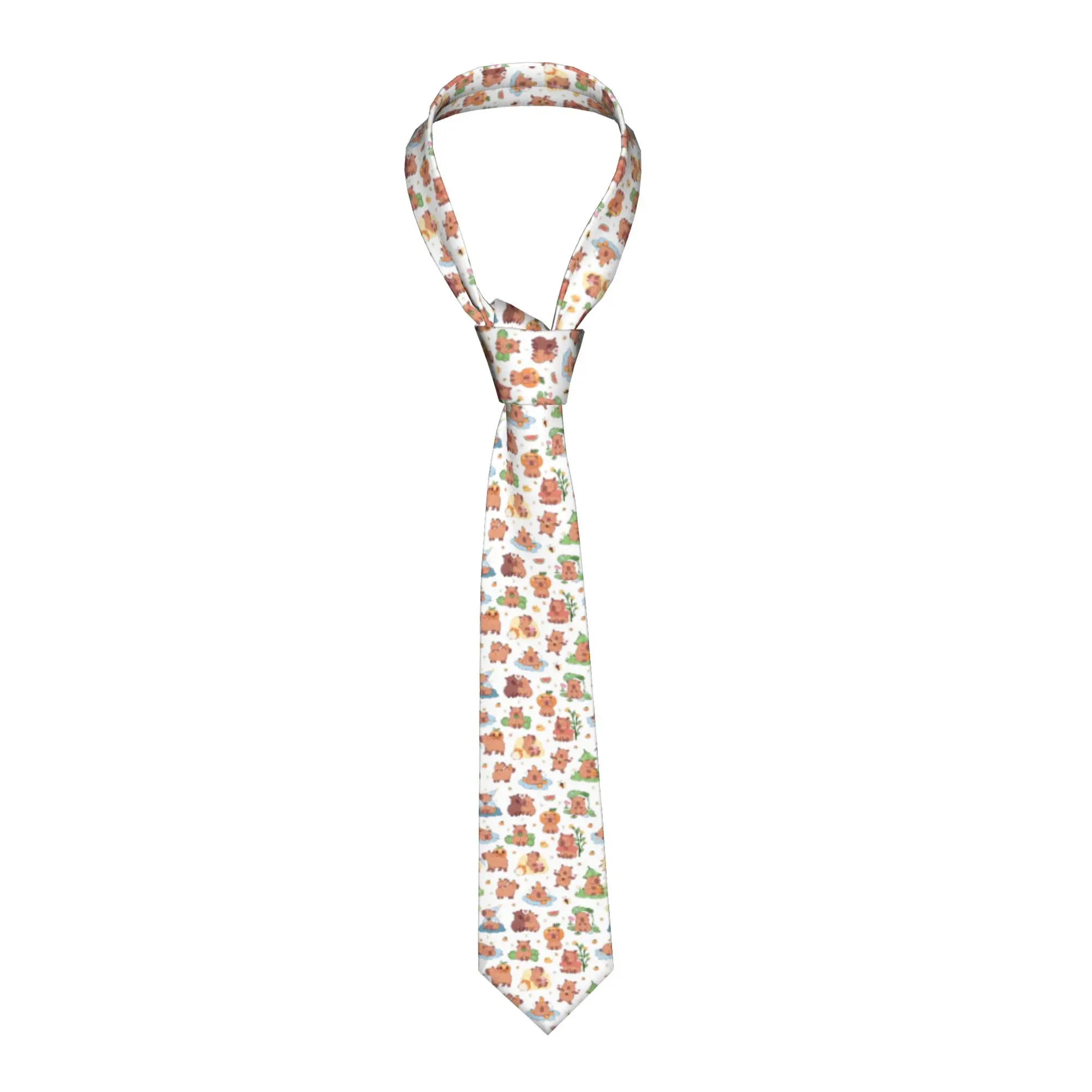 

Мужской шелковый галстук с забавным и красочным принтом капибары, на заказ, для свадьбы