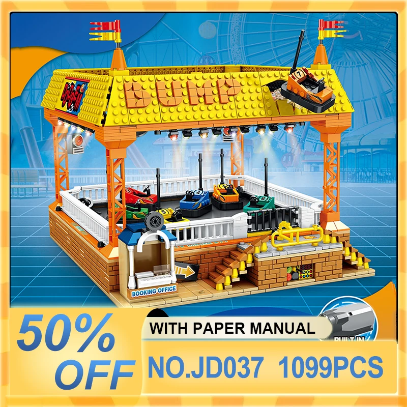 

Creative Expert Children Amusement Park Bumper Car Building Block JD037 Street View MOC Modular Assembly Toy Gift For Kid Adult